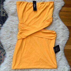 NWT Lulus Sabina Light Orange Jersey Knit Cutout Mini Dress Sz MEDIUM Strapless